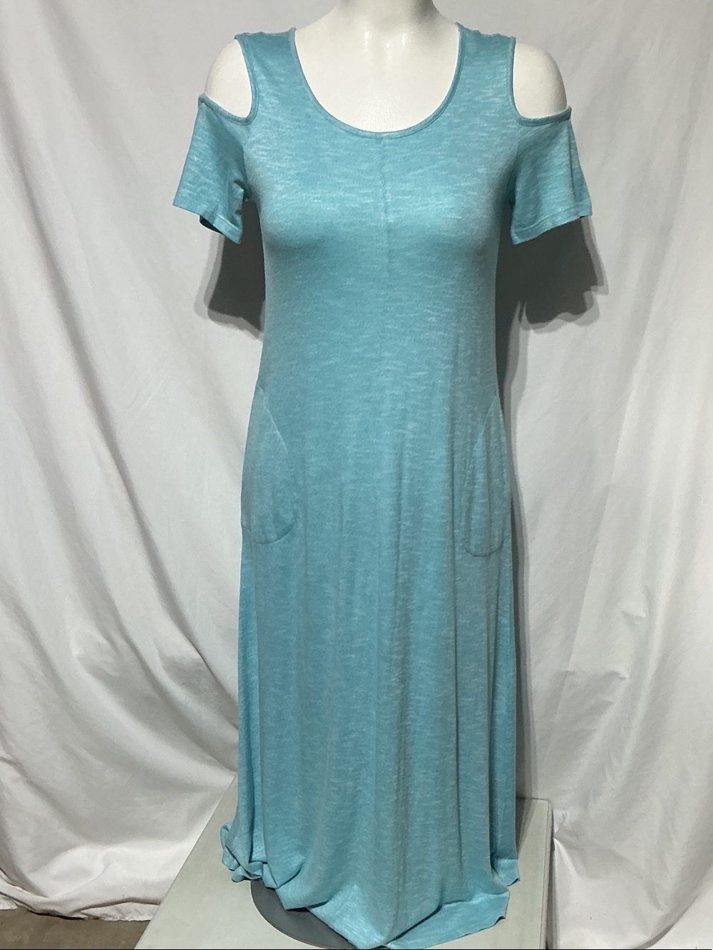 Soft Surroundings Aqua Cold-Shoulder Maxi Dress Sz L